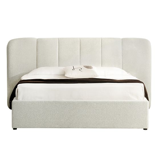 Letto imbottito Snoovia 160x200 cm, con rete e spazio contenitivo, beige chiaro