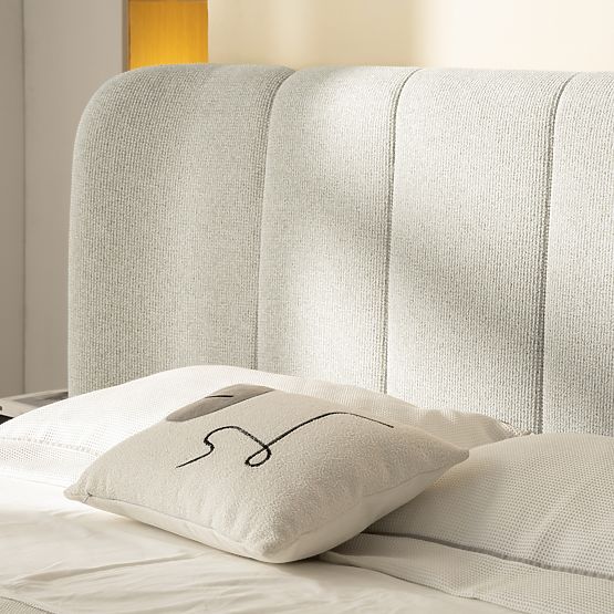 Letto imbottito Snoovia 160x200 cm, con rete e spazio contenitivo, beige chiaro
