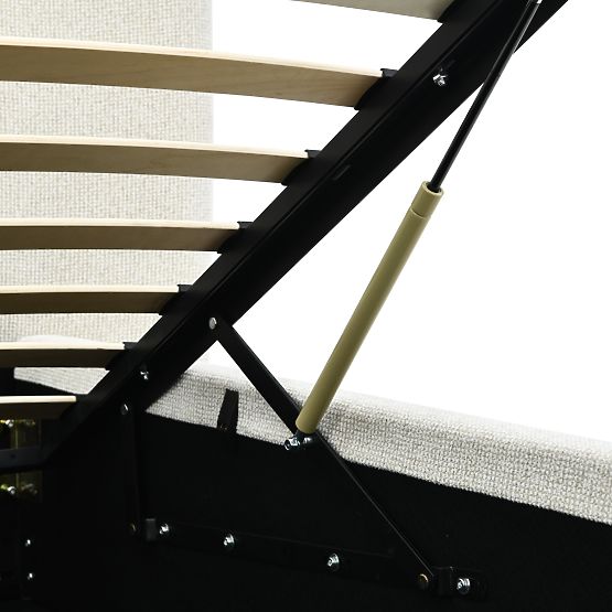 Letto imbottito Snoovia 160x200 cm, con rete e spazio contenitivo, beige chiaro