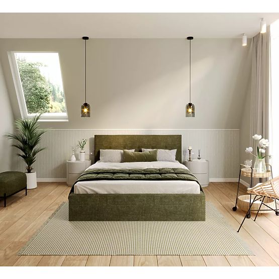 Letto imbottito TULSA 120 x 200 cm - Verde oliva