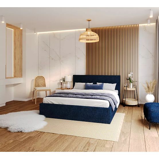 Letto imbottito TULSA 160 x 200 cm - Blu scuro
