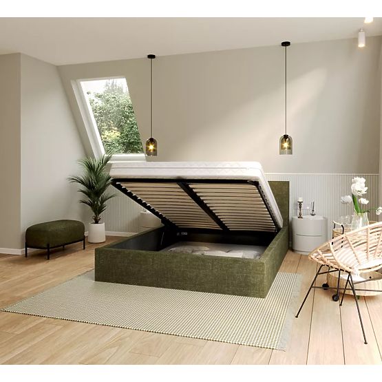 Letto imbottito TULSA 160 x 200 cm - Verde oliva