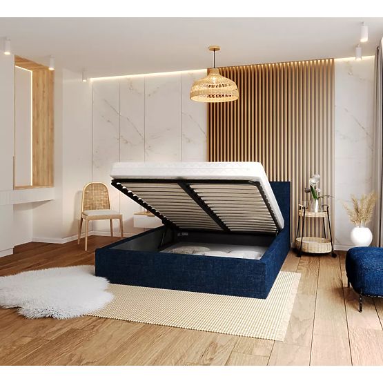 Letto imbottito TULSA 180 x 200 cm - Blu scuro