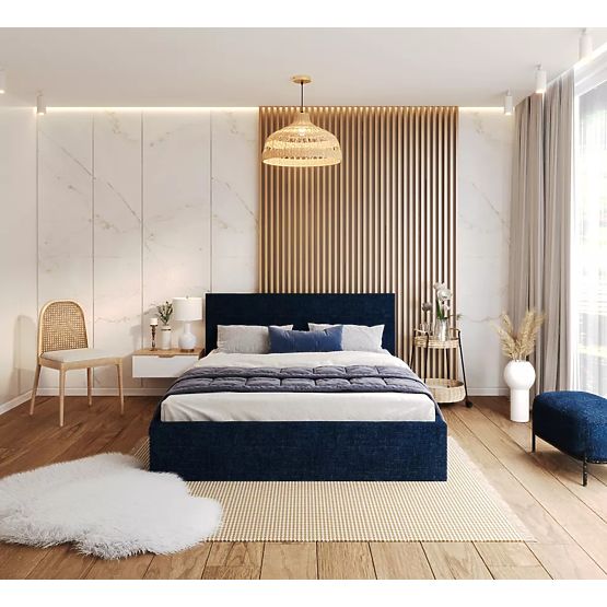 Letto imbottito TULSA 180 x 200 cm - Blu scuro