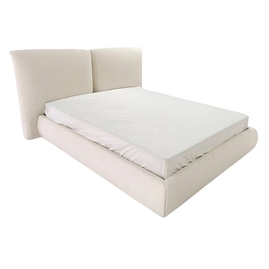 Letto imbottito Yunar 160x200 cm, con rete e spazio di stoccaggio, beige