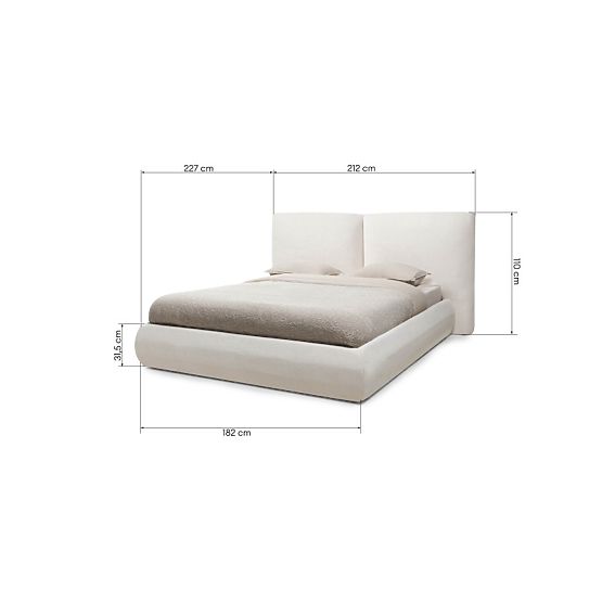 Letto imbottito Yunar 160x200 cm, con rete e spazio di stoccaggio, beige