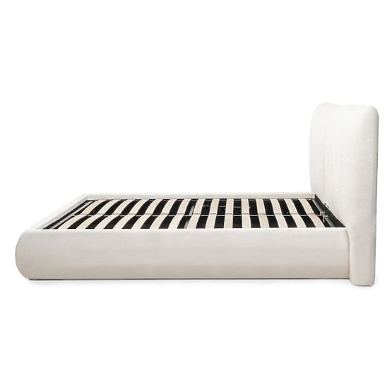 Letto imbottito Yunar 180x200 cm, con rete e spazio contenitore, beige