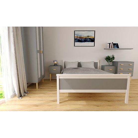 Letto in legno Ikar 200 x 120 cm - grigio-bianco