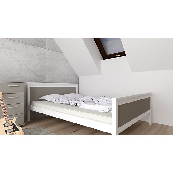 Letto in legno Ikar 200 x 120 cm - grigio-bianco