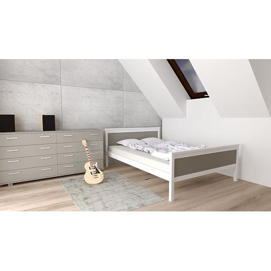 Letto in legno Ikar 200 x 90 cm - grigio-bianco