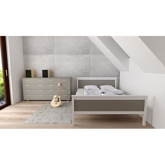 Letto in legno Ikar 200 x 90 cm - grigio-bianco