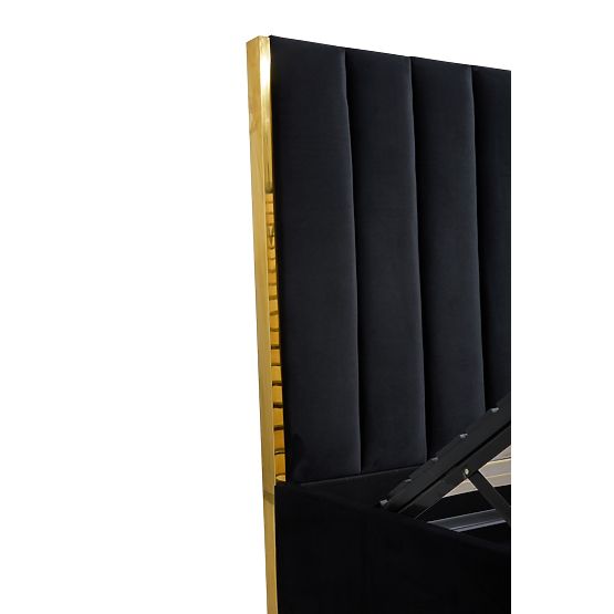 Letto imbottito con testiera alta PALLAZO nero - 160x200 cm