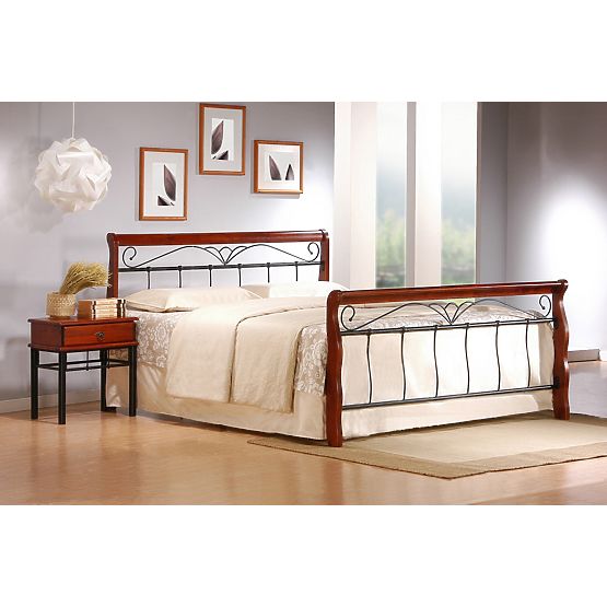 Letto VERONICA 160 cm ciliegio antico/nero (4p=1ks)