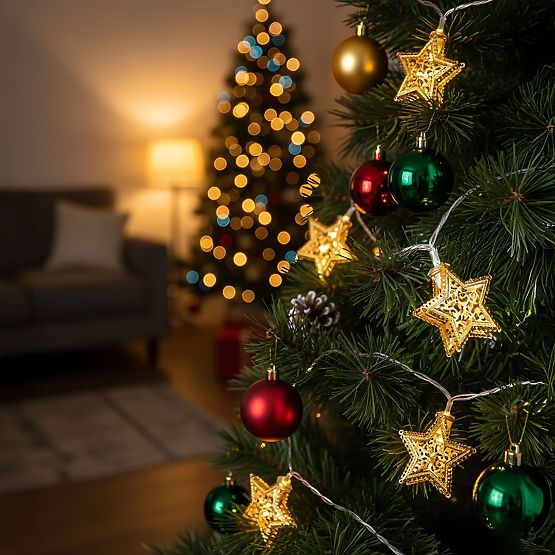 Luci di Natale Ghirlanda LED Stelle Dorate 391020