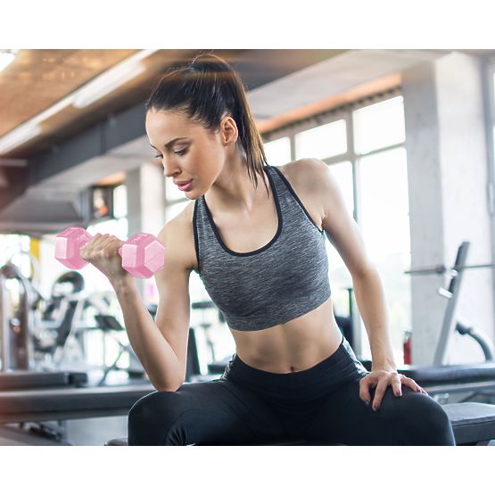 Manubri esagonali set 2x2 kg pesi per fitness rosa ModernHome