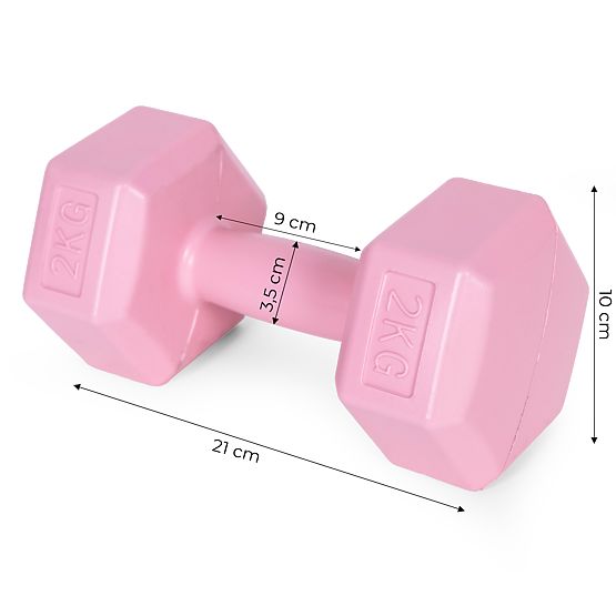 Manubri esagonali set 2x2 kg pesi per fitness rosa ModernHome