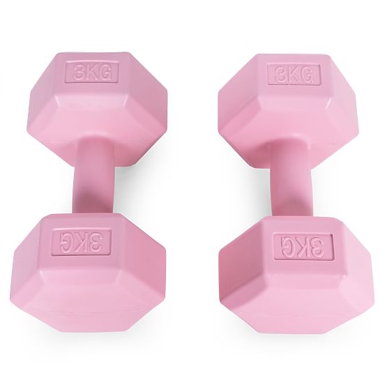 Manubri esagonali set 2x3 kg pesi per fitness rosa ModernHome