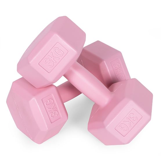 Manubri esagonali set 2x3 kg pesi per fitness rosa ModernHome