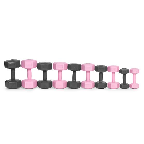 Manubri esagonali set 2x3 kg pesi per fitness rosa ModernHome