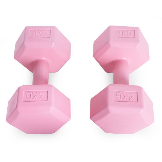 Manubri esagonali set 2x4 kg pesi per fitness rosa ModernHome