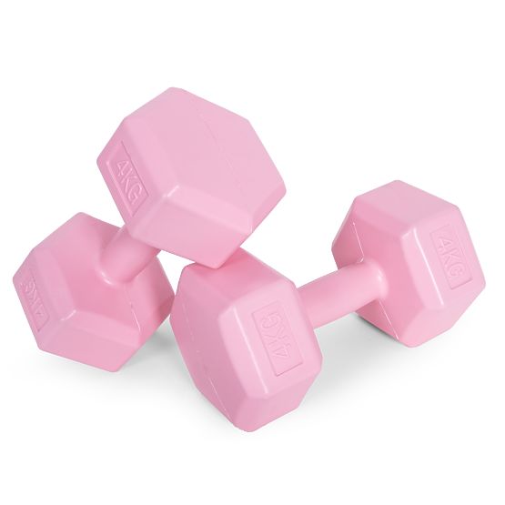 Manubri esagonali set 2x4 kg pesi per fitness rosa ModernHome
