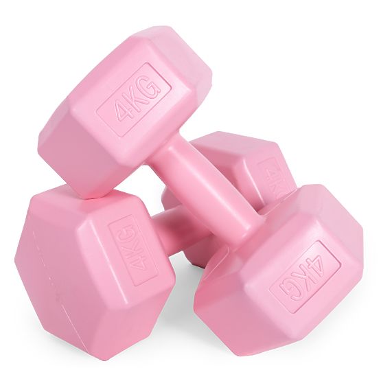 Manubri esagonali set 2x4 kg pesi per fitness rosa ModernHome