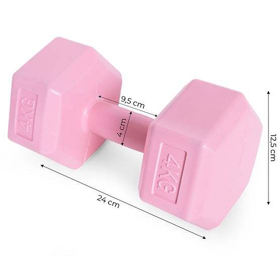 Manubri esagonali set 2x4 kg pesi per fitness rosa ModernHome