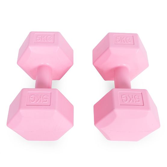 Manubri esagonali set 2x5 kg pesi per esercizi fitness rosa ModernHome