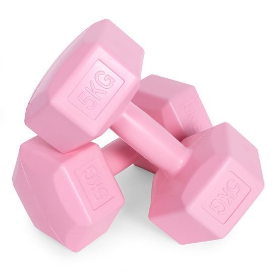 Manubri esagonali set 2x5 kg pesi per esercizi fitness rosa ModernHome