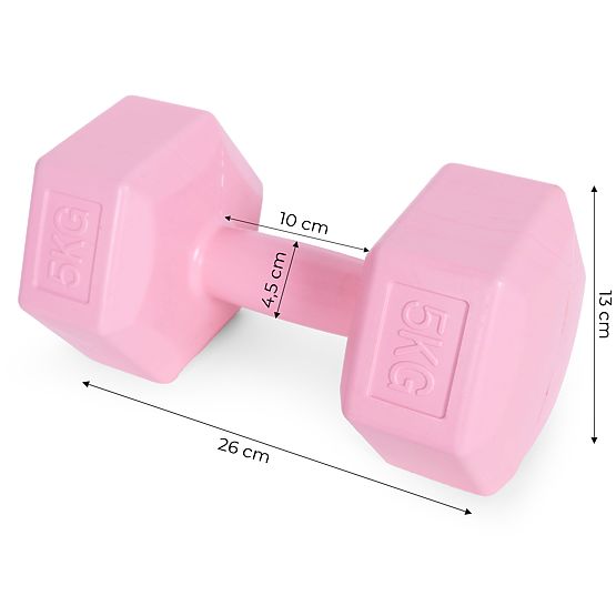 Manubri esagonali set 2x5 kg pesi per esercizi fitness rosa ModernHome
