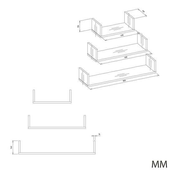 Mensola a Muro Sospesa MOBI 3P ROVERE SONOMA