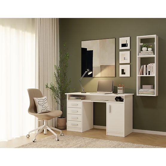 Mensola a Sospensione COBI 1X3 - Moderna Mensola da Parete 3 Scomparti Bianco Opaco