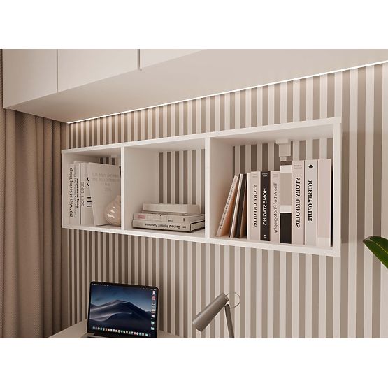 Mensola a Sospensione COBI 1X3 - Moderna Mensola da Parete 3 Scomparti Bianco Opaco