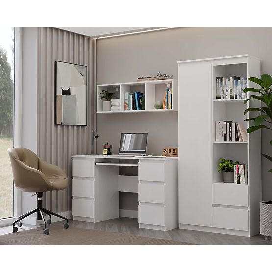 Mensola a Sospensione COBI 1X3 - Moderna Mensola da Parete 3 Scomparti Bianco Opaco