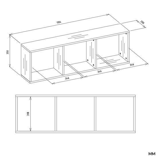 Mensola a Sospensione COBI 1X3 - Moderna Mensola da Parete 3 Scomparti Bianco Opaco