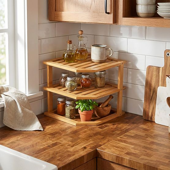 Mensola angolare da cucina in bambù DEDAL