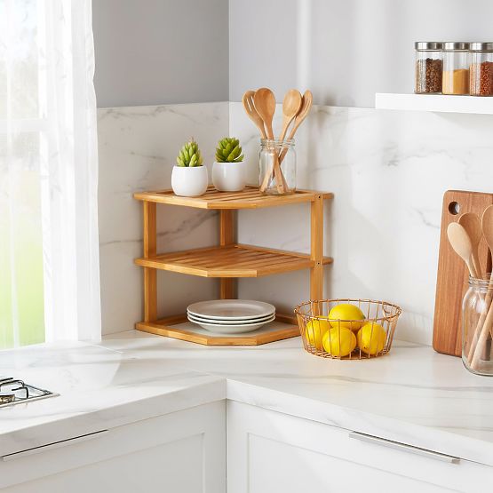 Mensola angolare da cucina in bambù DEDAL