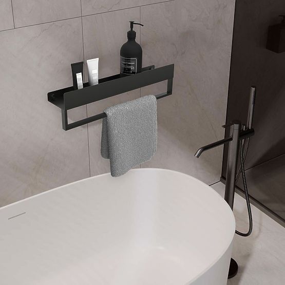 Mensola da bagno per vasca SF01 45cm nero opaco