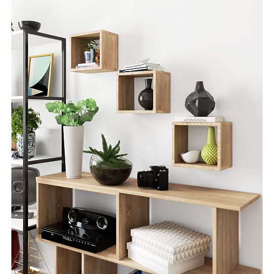 MENSOLA DA PARETE K 25x25cm SET 3pz ROVERE SONOMA