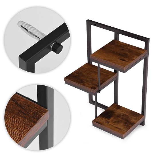 Mensola da parete per fiori, scaffale sospeso per piante decorativo a 3 livelli loft ModernHome