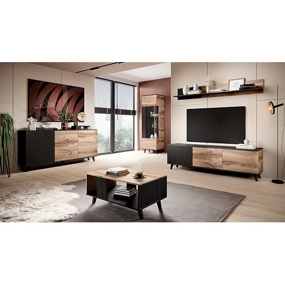 Mensola da Parete RANDOM P-2 - Rovere Wotan/Nero