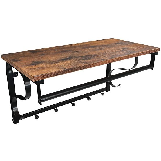 Mensola in legno con ganci per abiti LOFT