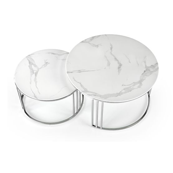 MERCURY 2 set di 2 panche, struttura - argento, vetro - marmo bianco (1p=1pz)