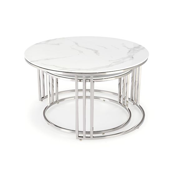 MERCURY 2 set di 2 panche, struttura - argento, vetro - marmo bianco (1p=1pz)