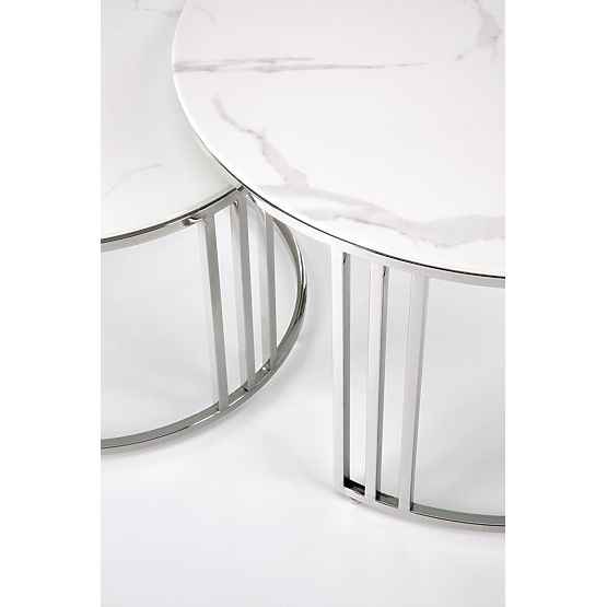 MERCURY 2 set di 2 panche, struttura - argento, vetro - marmo bianco (1p=1pz)