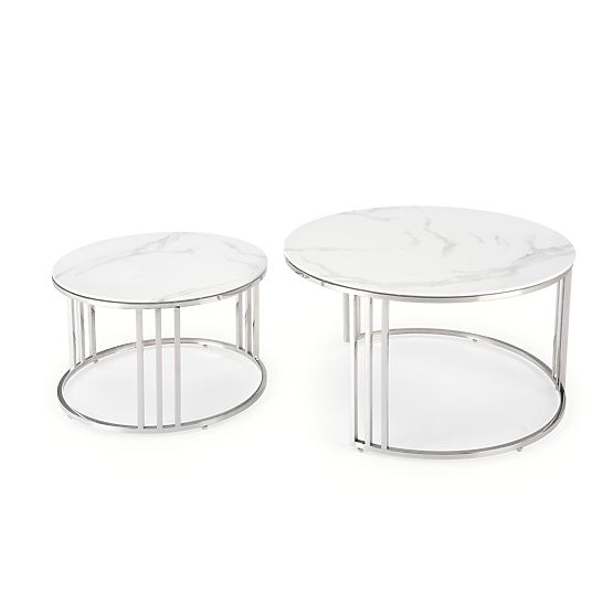 MERCURY 2 set di 2 panche, struttura - argento, vetro - marmo bianco (1p=1pz)