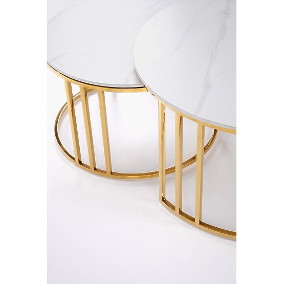 MERCURY 3 set di 2 panche, set di 2 panche, colore: marmo bianco / oro (2p=1pz)