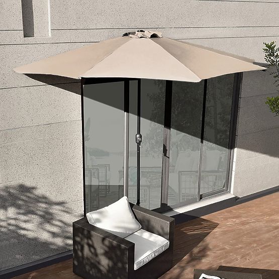 Mezzo ombrellone da giardino a parete per terrazza 2,7m beige