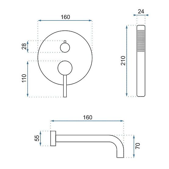 Miscelatore da incasso per vasca Rea Lungo Titan + Box