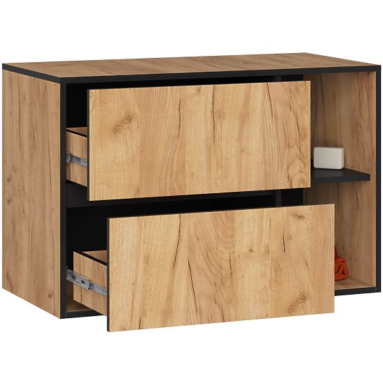 MOBILE BAGNO SOTTO LAVABO VAMI W90 2SZ 2P PK ROVERE CRAFT / NERO